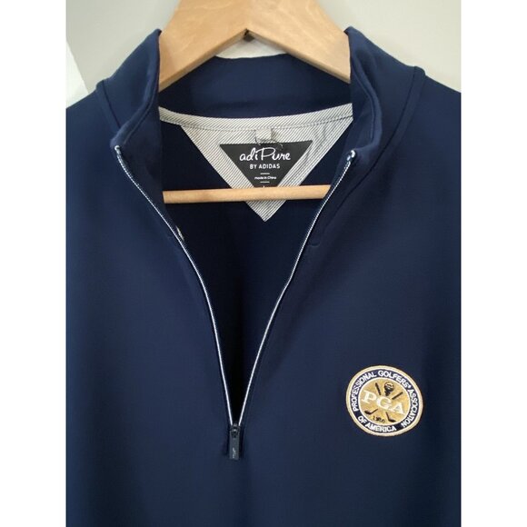 Adidas Adipure Modern Tech PGA Logo Players Navy Blue Mens Large Golf 1/4 Zip - Picture 7 of 16